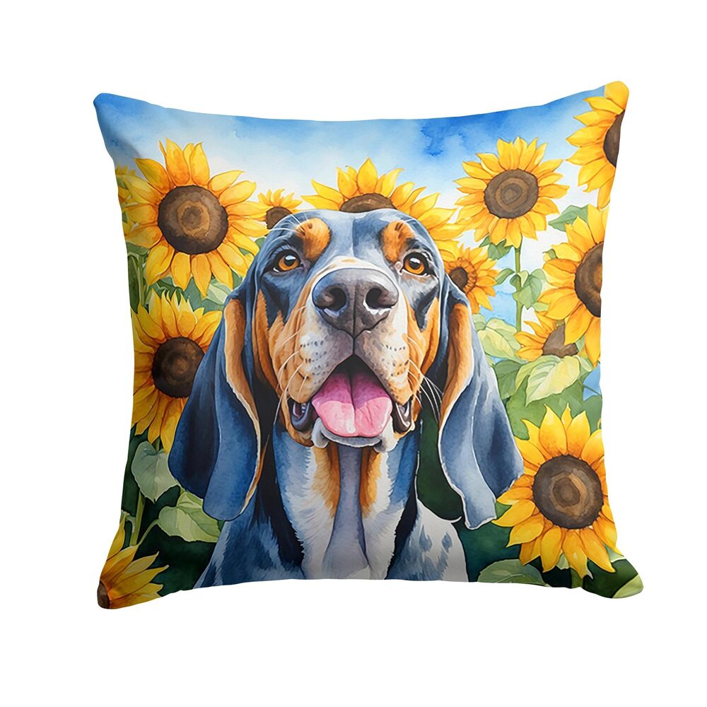 6896 in Sunflowers Throw Pillow, 18Hx18W, American English Coonhound 6007